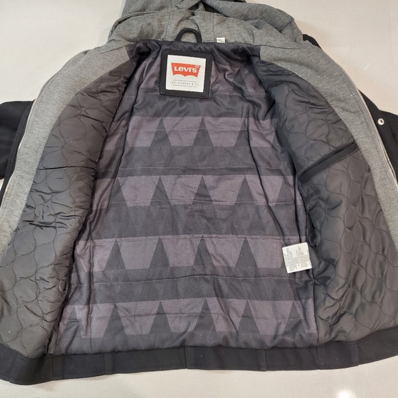 Levi's Men’s Black Wool Blend Hooded Military Jacket - Picture 8 of 10